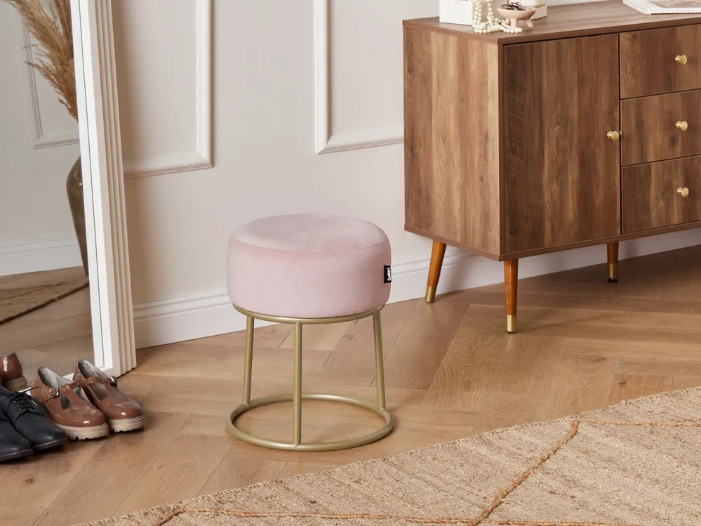 Footstool DELCO Velvet Pastel Pink