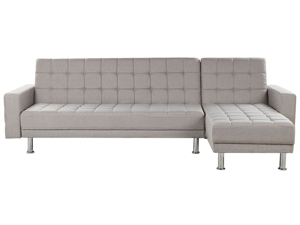 Fabric Corner Sofa Bed Light Grey NESSET Beliani