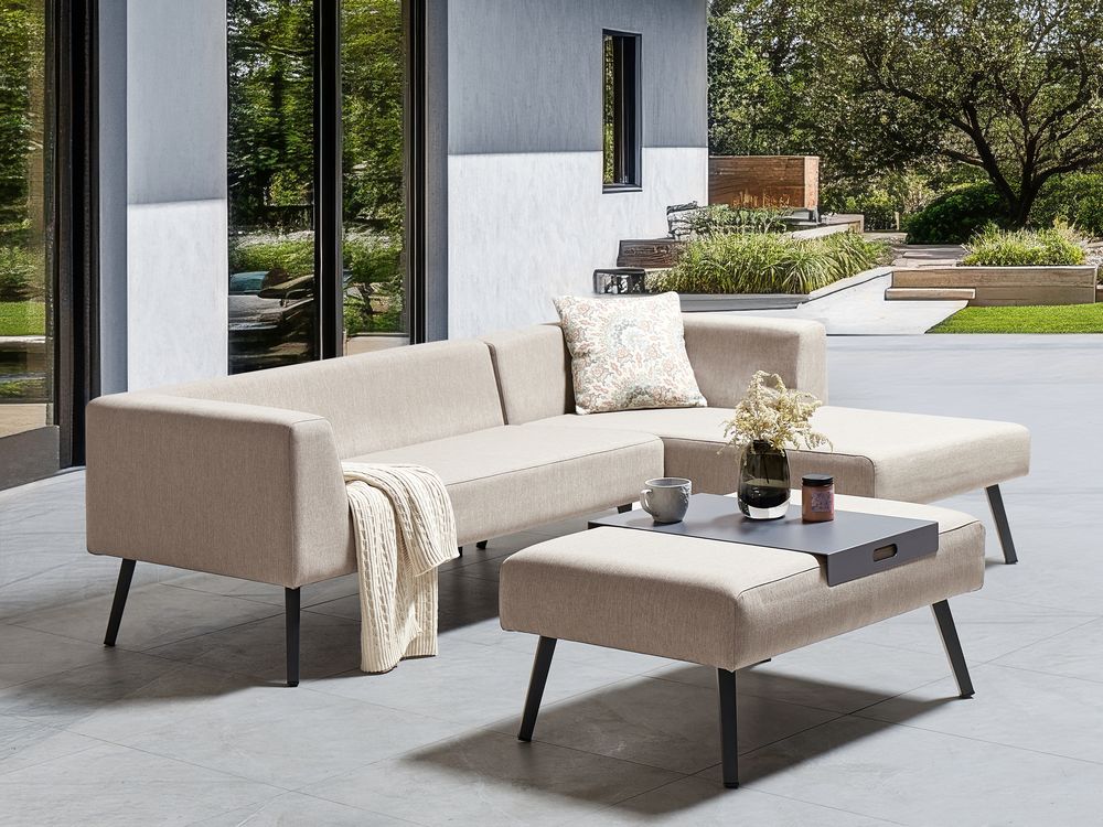 Garden Corner Sofa with Table 4 Seater SORRIVOLI Beige Left Hand