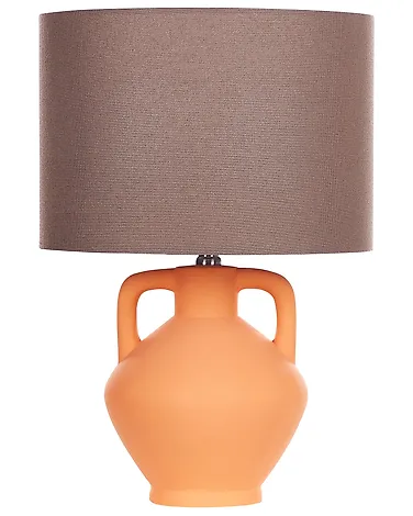 Lampada Da Comodino In Ceramica Viola - Design Zen Con Paralume In Cotone, 22.5 Cm Di Altezza