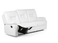 Canapea cu recliner manual cu 3 locuri BERGEN Piele ecologică Alb_681568