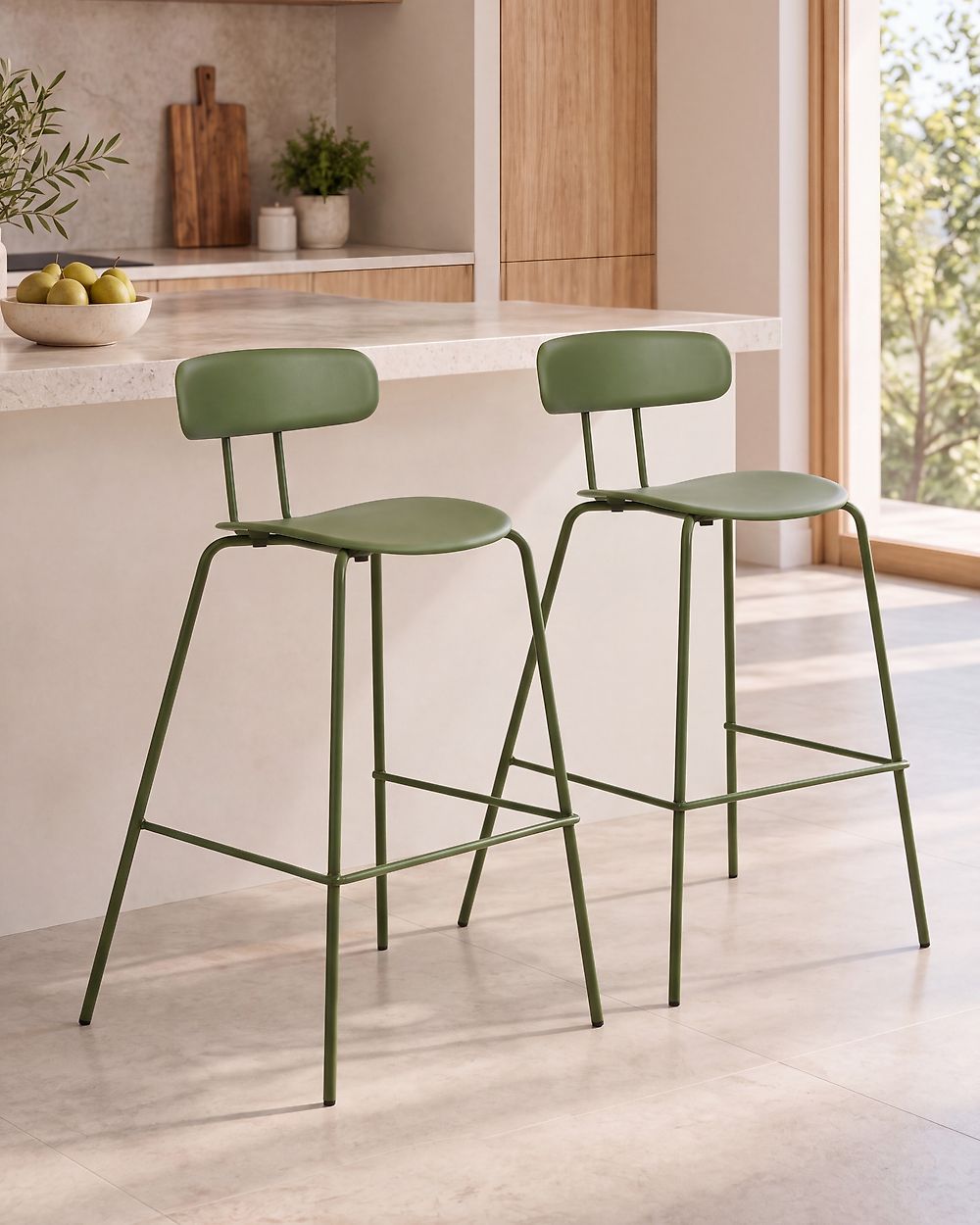 Set of 2 Bar Chairs SIBLEY Green
