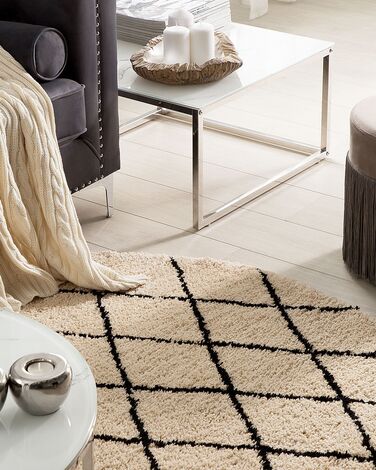 Teppe rundt 140 cm beige/svart MIDYAT 