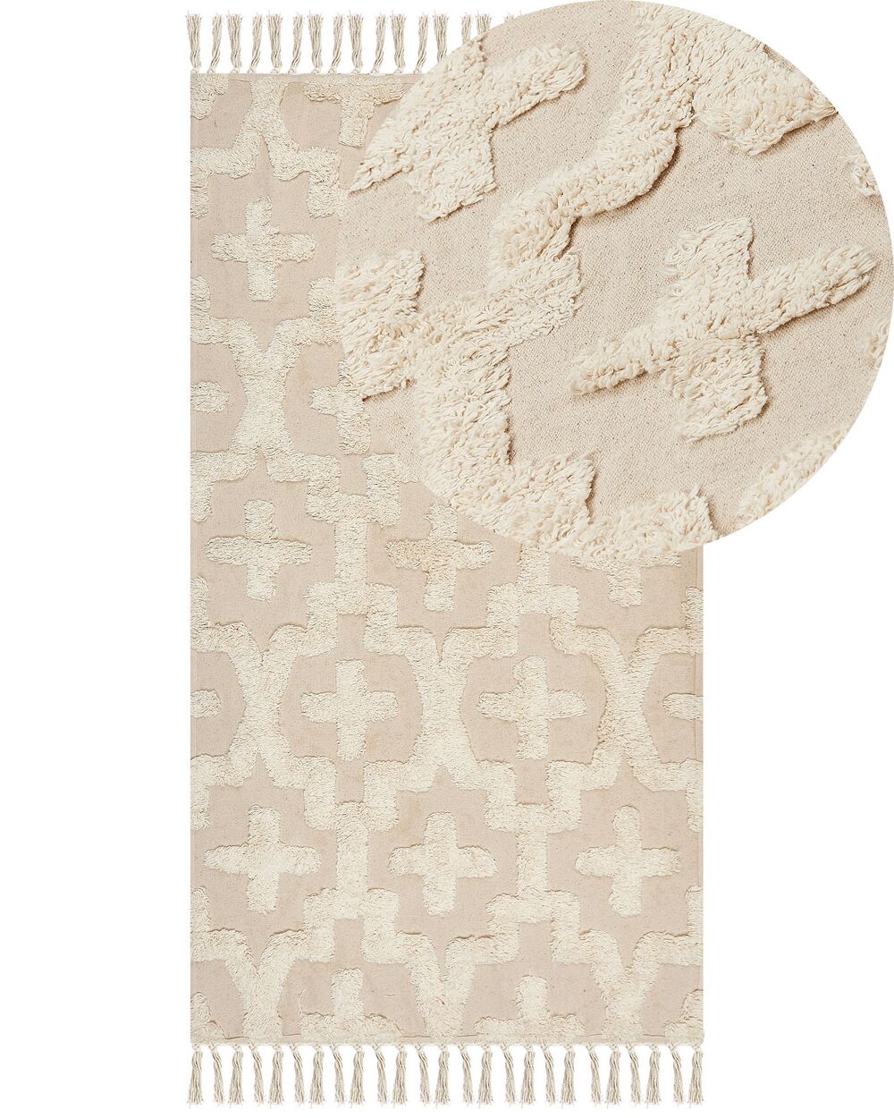 Tappeto ITANAGAR Beige 80 x 150 cm Cotone