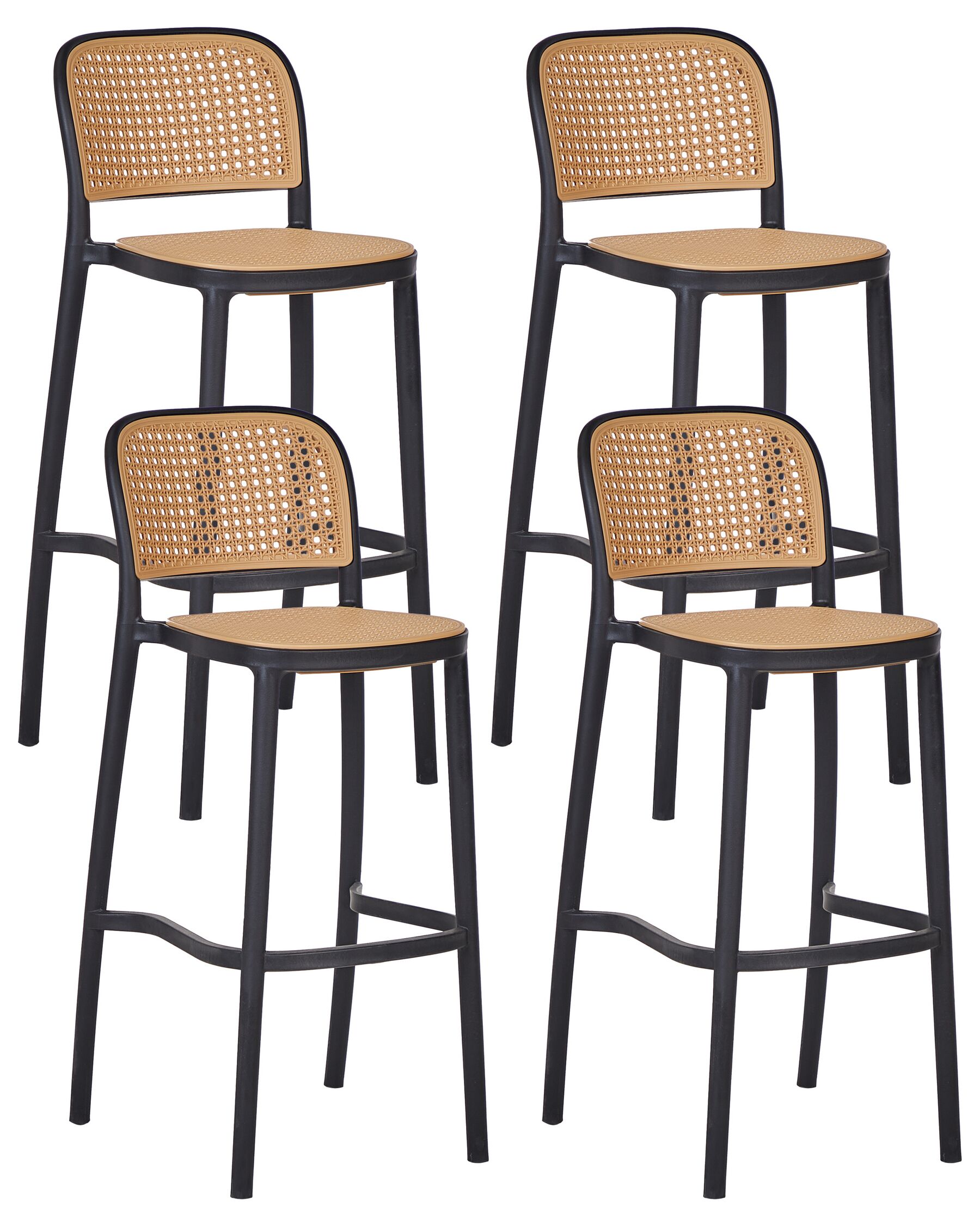 Set of 4 Bar Chairs Beige and Black PLOSE_935413