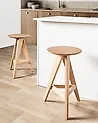 Set of 2 Bar Stools AROMA Wood Light Brown