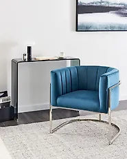 Fauteuil LARVIK Velours Bleu_1176390