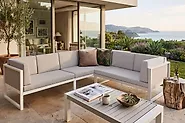 Garden Corner Sofa with Table 6 Seater CASTELLA Metal Grey Left Hand_1176803