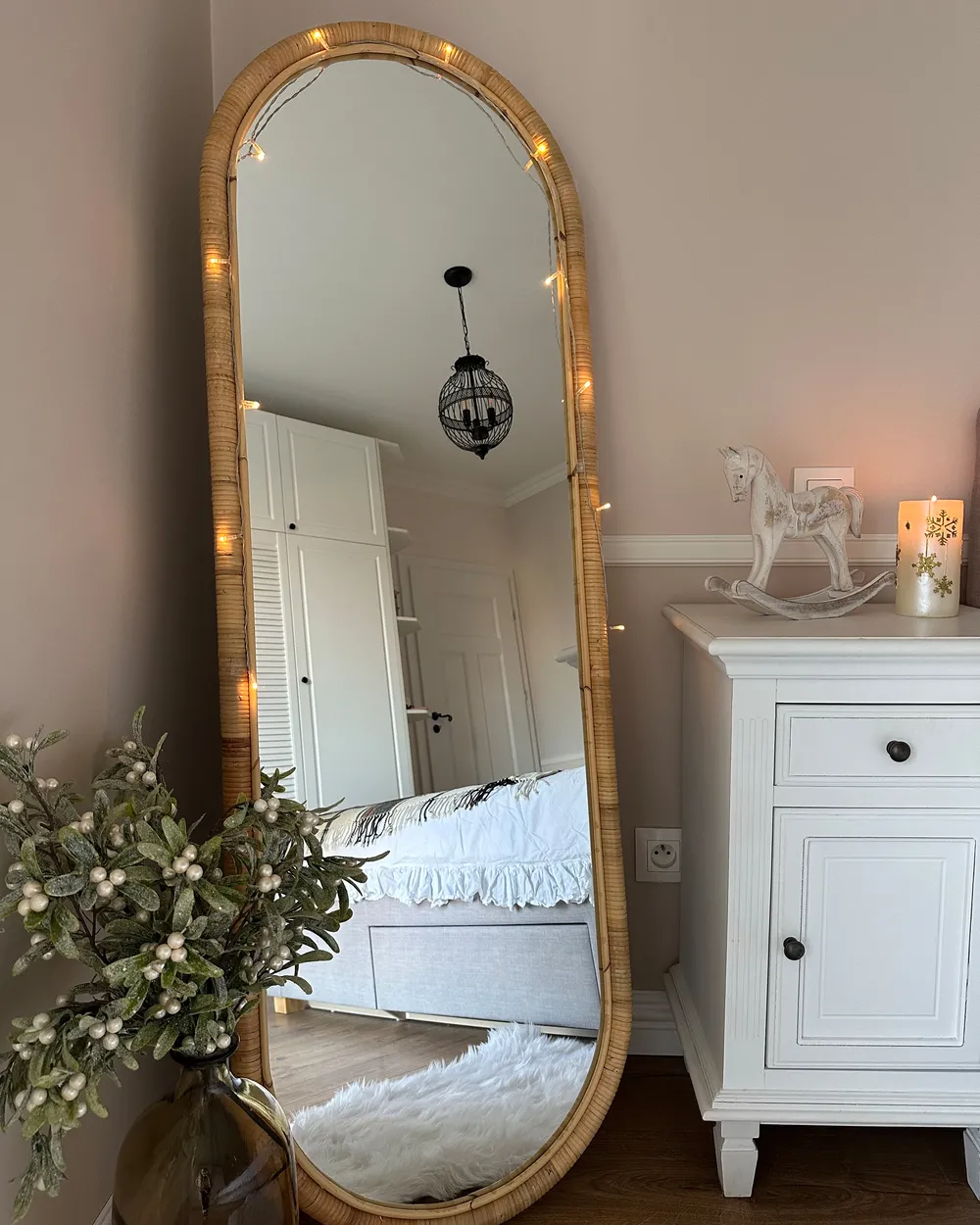 Standing Mirror MONTOT 150 cm Rattan Natural_952466