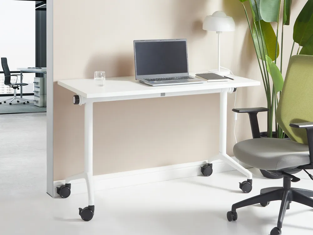HaodaCulture - Bureau Pliable Avec Rangement Et Roulettes - 80x58x75 Cm - Pour Télétravail, Gaming, Petit Espace