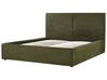 Cama de casal com arrumação em tecido bouclé verde 160 x 200 cm MOISSAC_928937