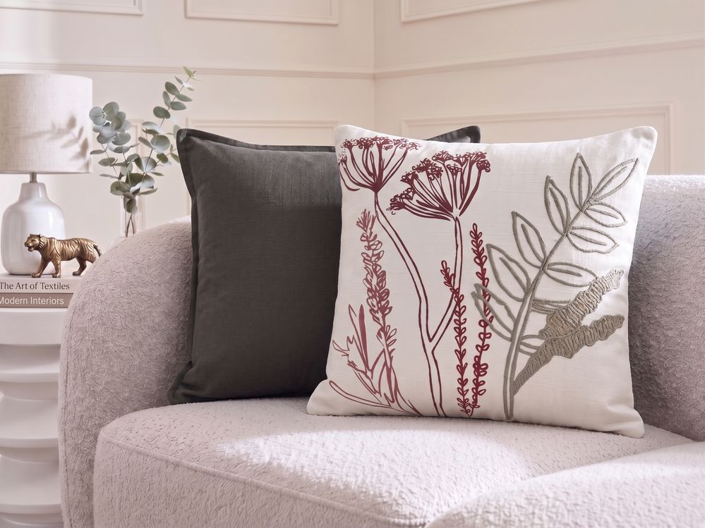 Dekokissen 2er Set AGLAIA 45 x 45 cm Baumwolle Weiß Blumenmuster