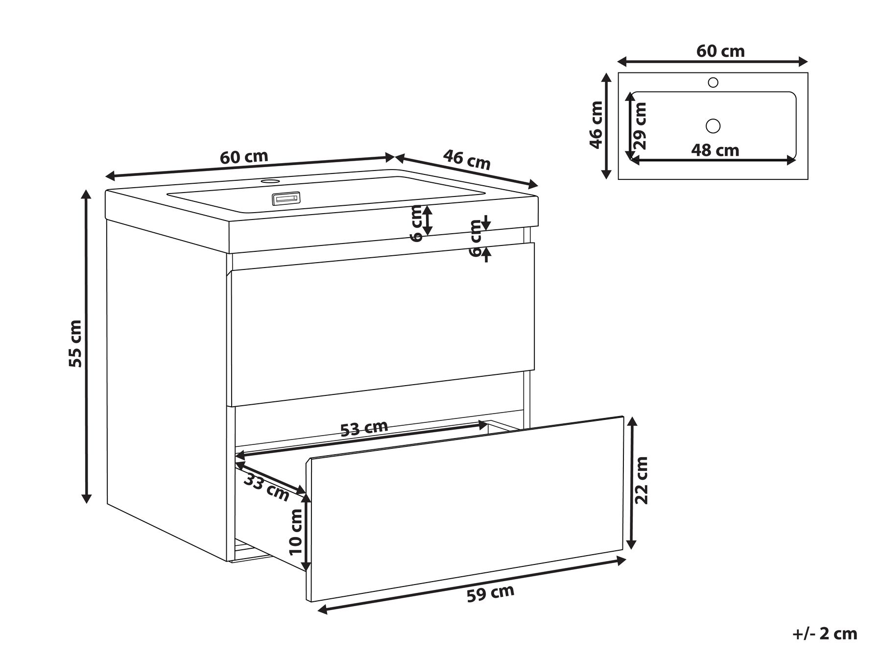 Wall Mounted Vanity Unit with Basin CARDIEL Grey_1006200