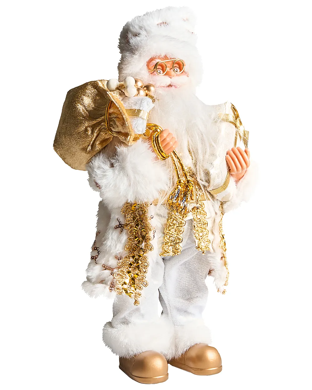Decoración de Navidad STRAUMSFJORDEN 40 cm Papá Noel Blanco/Dorado