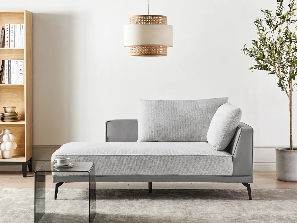 Corner Sofa 3 Seater MYKEN Fabric Light Grey Right Hand_952077