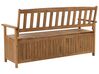 Acacia Wood Garden Bench with Storage 160 cm Light with Taupe Cushion SOVANA_922573