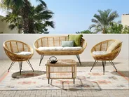 Garden Lounge Set with Table 4 Seater MARATEA/CESENATICO Rattan Natural_878414