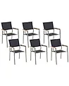 Set of 6 Garden Chairs GROSSETO Stainless Steel Black