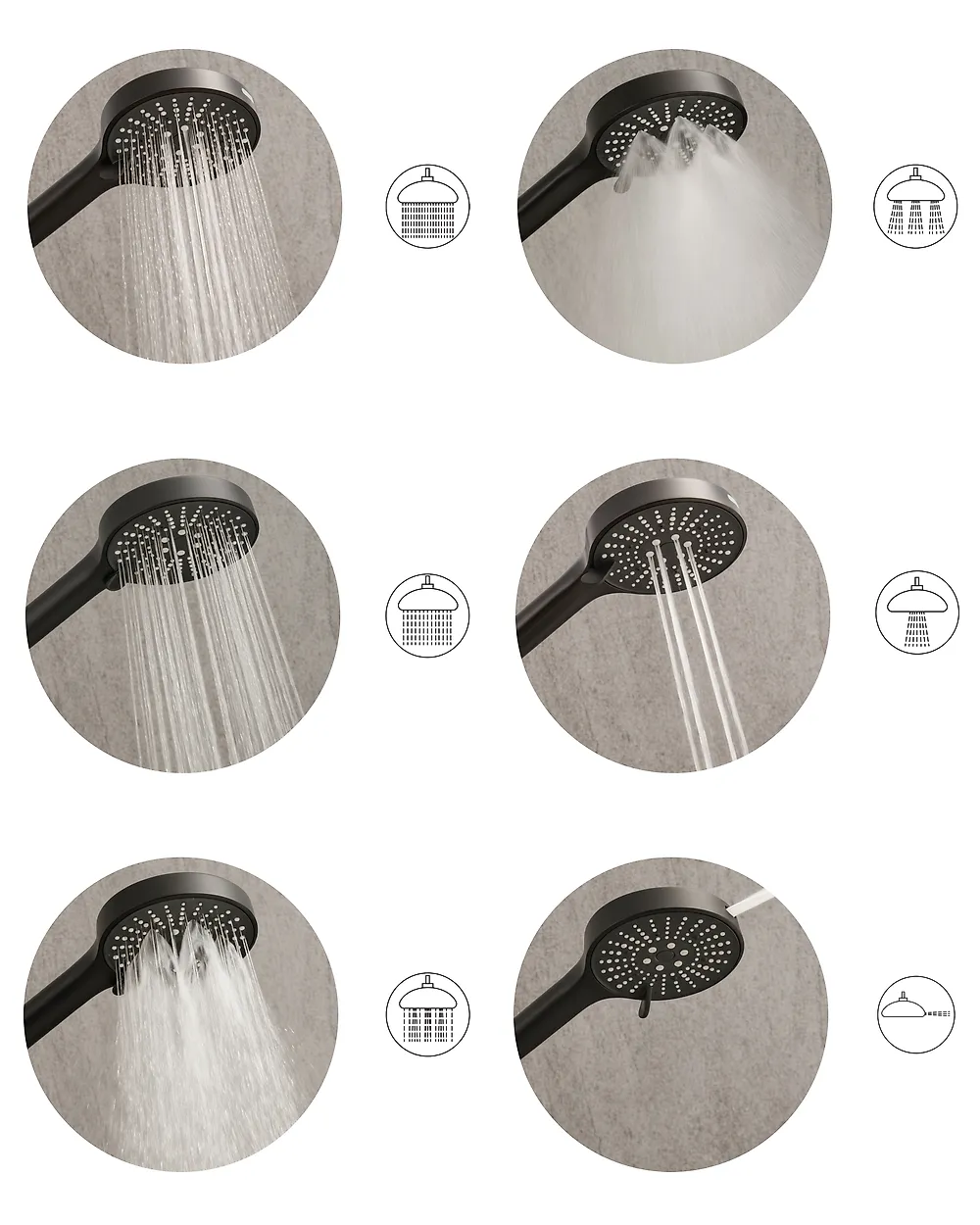 Set De Ducha De Lluvia Negro De 20 Cm Con Brazo De 25 Cm, Roseta Y Manguera Flexible, Incluye Alcachofa De Mano Y Desviador, Todo En Acero Inoxidable Y ABS