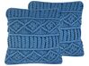 2 bawełniane poduszki dekoracyjne makrama 45 x 45 cm niebieskie KARATAS_863311