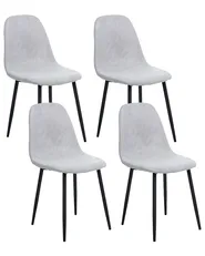 Set of 4 Dining Chairs CRANDALL Fabric Light Grey_999586