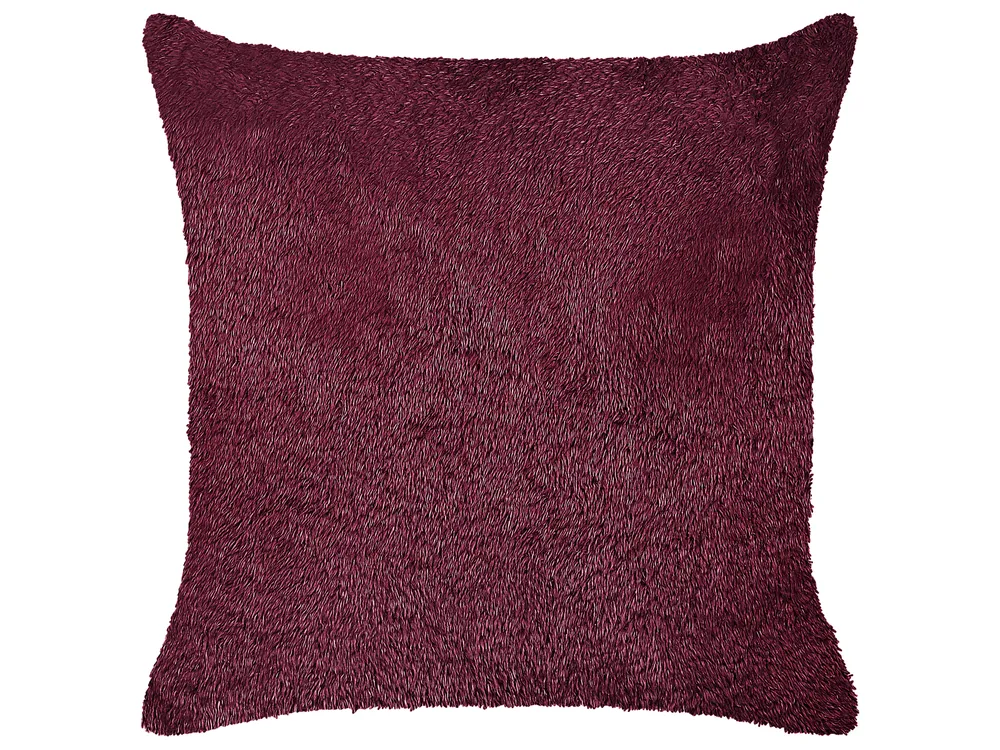 Throw Cushion PILEA Faux Fur 45 x 45 cm Burgundy Solid