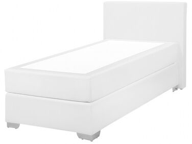 Kontinentální postel z ekokůže bílá 90 x 200 cm PRESIDENT 