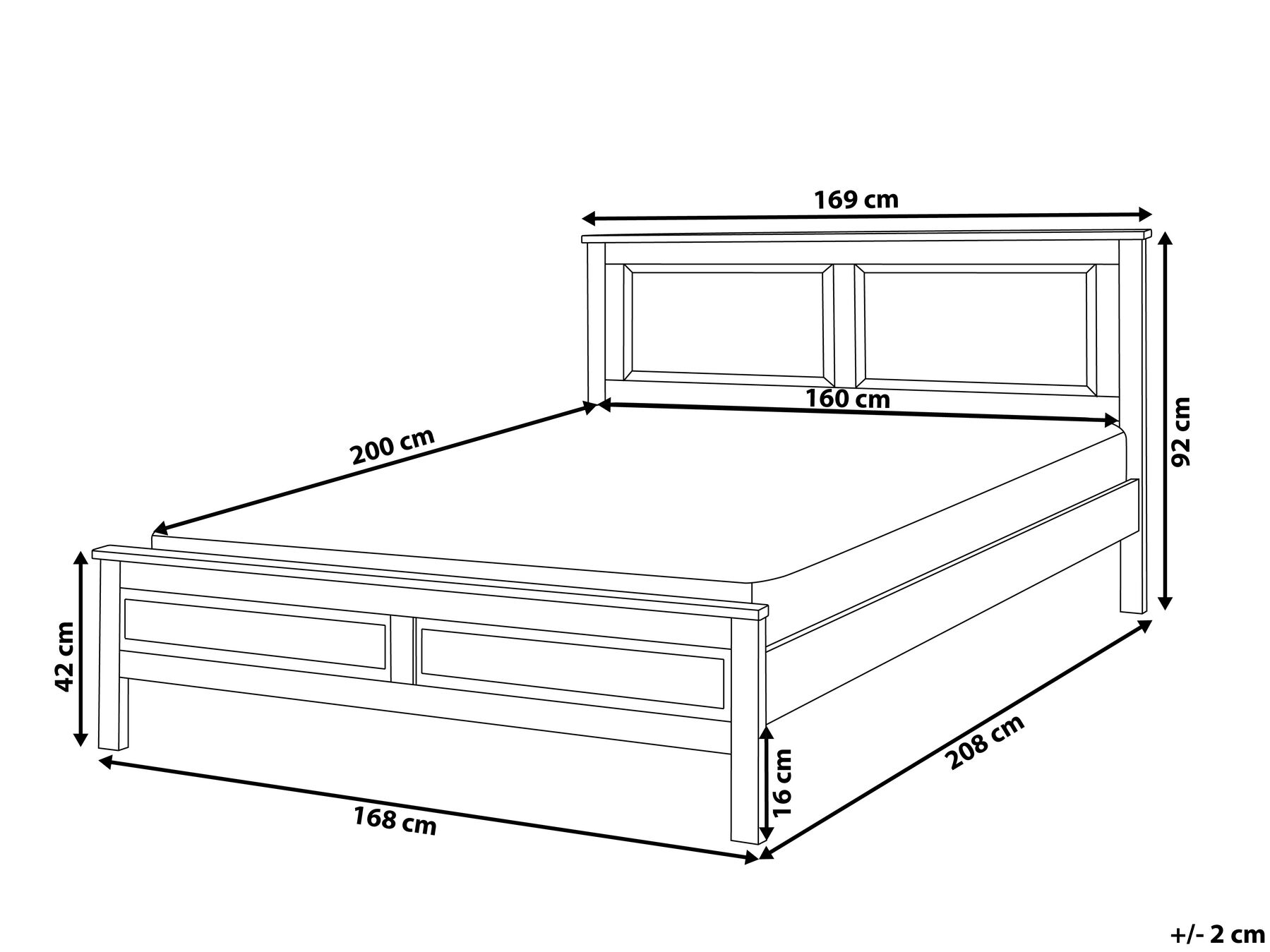 Bed Pine Wood OLIVET 160 x 200 cm (EU King Size) White_744376