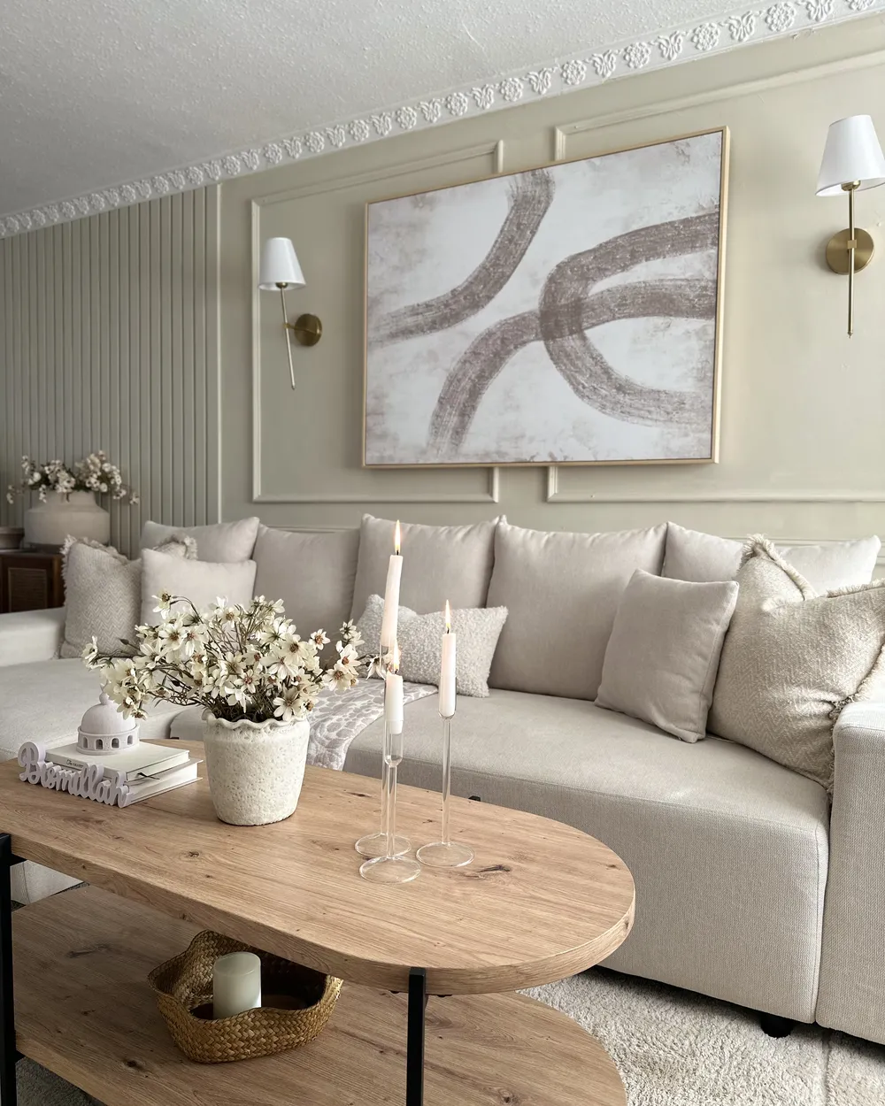 Corner Sofa Bed Seater LUSPA Fabric Light Beige with Storage