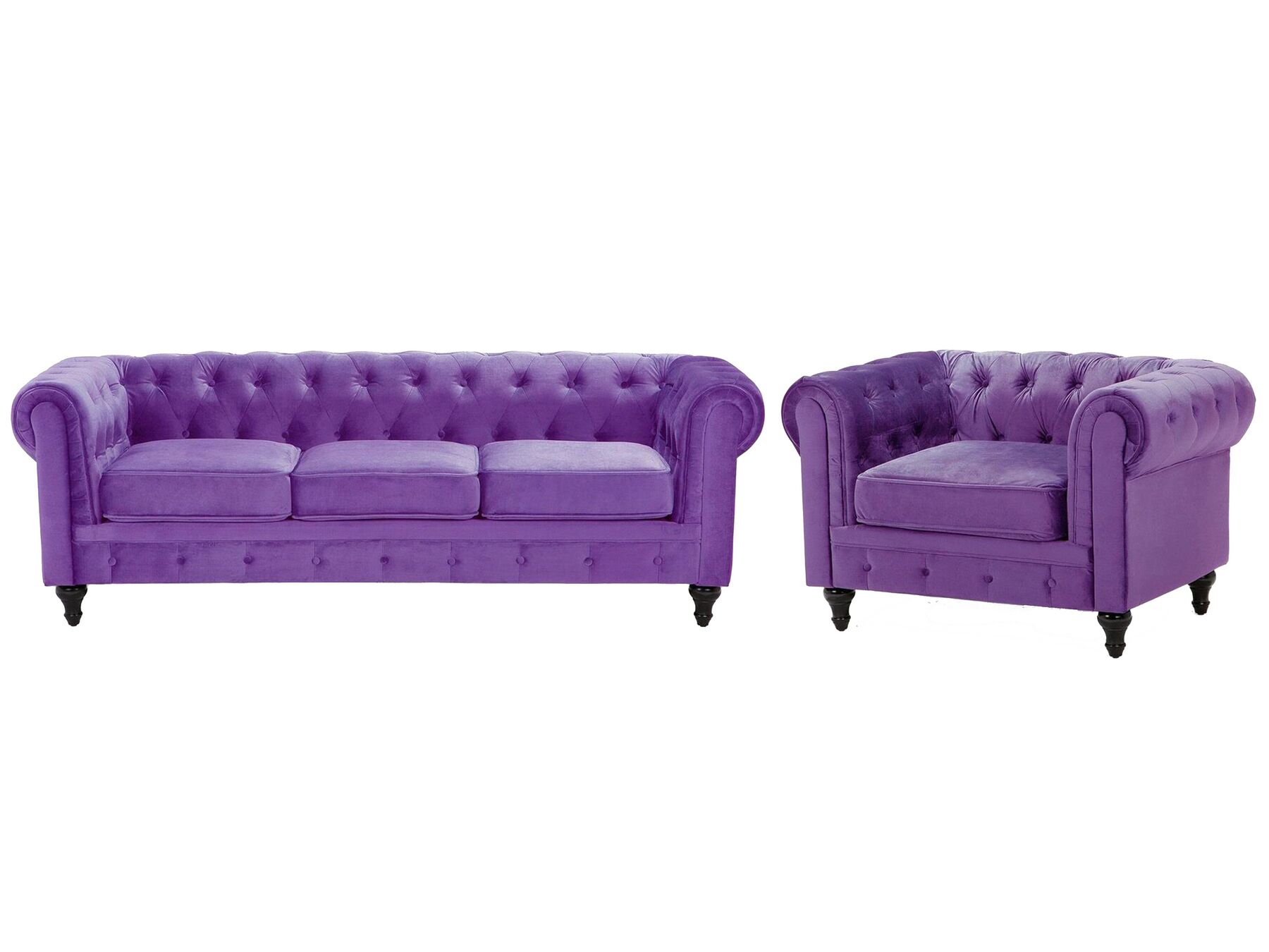 Velvet Living Room Set Purple CHESTERFIELD_708030