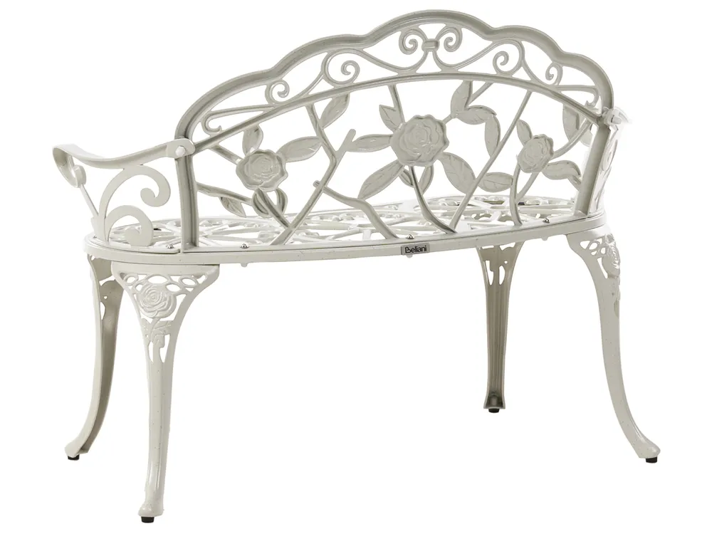 Ławka ogrodowa PIURA 88 cm Metal Biały_1012098