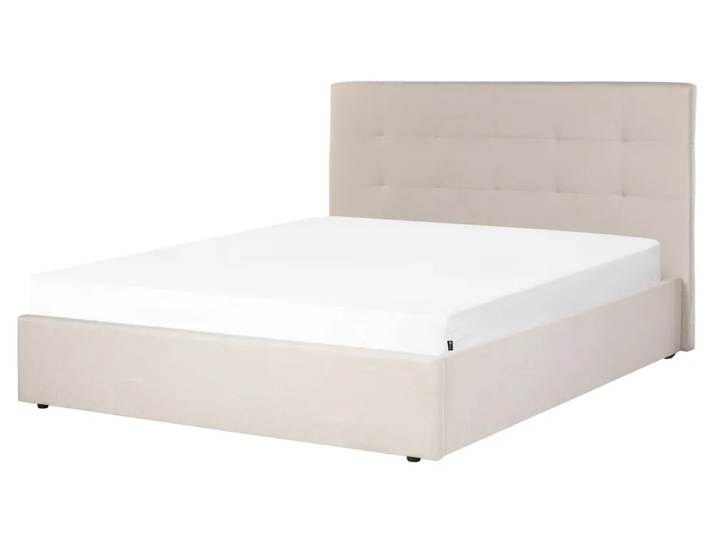 Ottoman Bed LORIENT Fabric Beige 160 x 200 cm (EU King Size)_901803