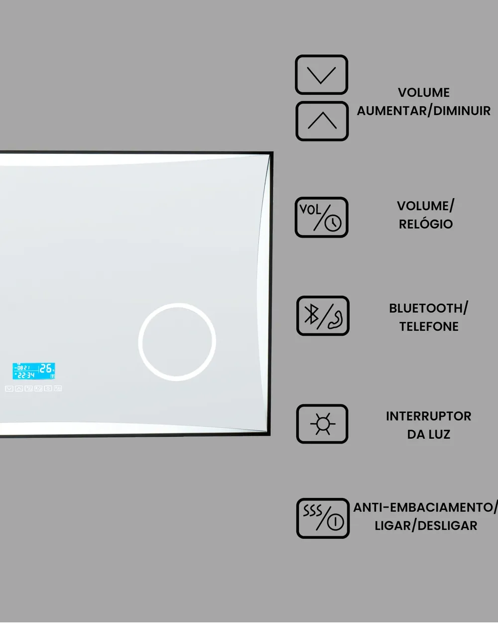 Espelho LED para casa de banho ONLAY 100 cm 60 cm Prateado_940477