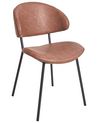 Set of 2 Faux Leather Dining Chairs Brown KIANA_938990