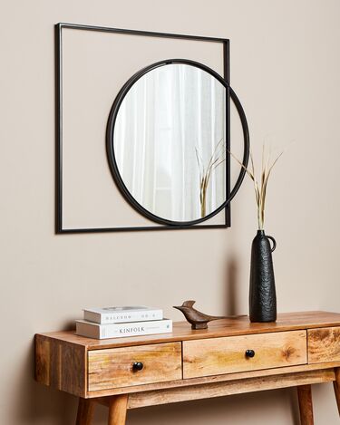 Metal Wall Mirror 70 x 79 cm Black AUXY