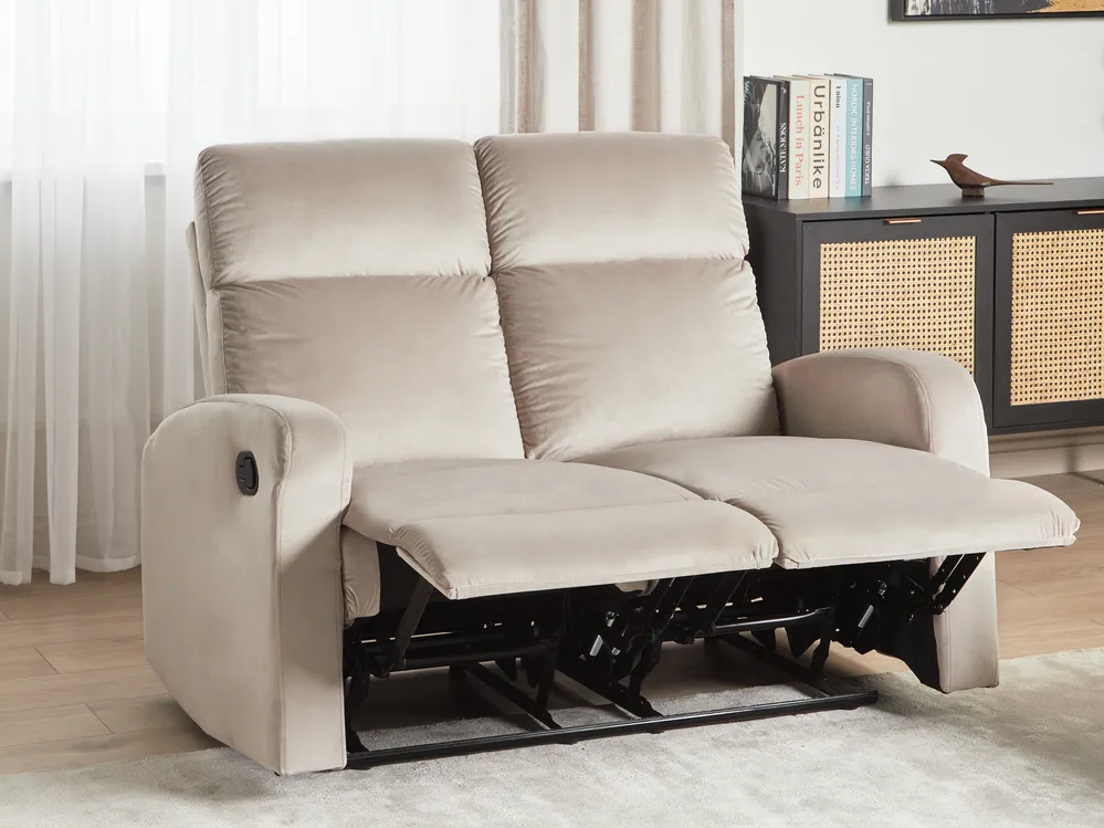 Manuell reclinersoffa 2-sits VERDAL Sammet Taupe