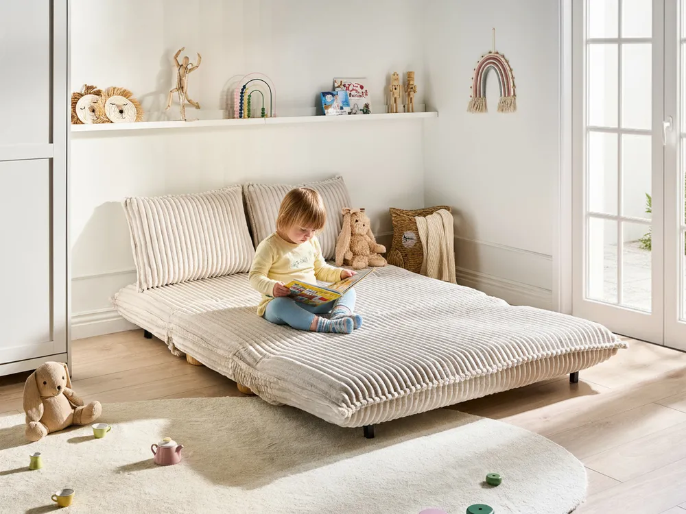 Sofa Bed 2 Seater ABISKO Corduroy Off-White_1031052