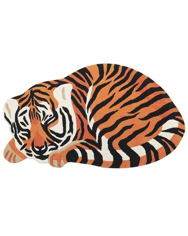 Tapete para crianças em lã laranja impressão de tigre 100 x 155 cm RAJAH