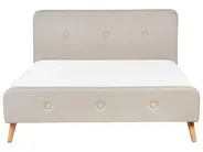 Cama de casal em tecido creme claro 160 x 200 cm RENNES_684051