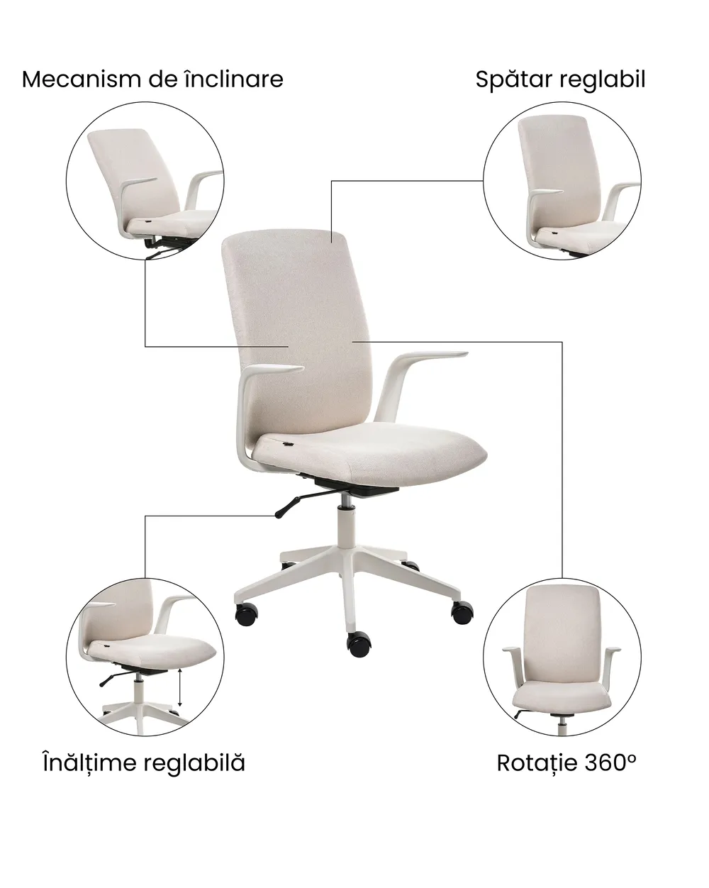 Scaun ergonomic CAPTAIN Bej_1073360