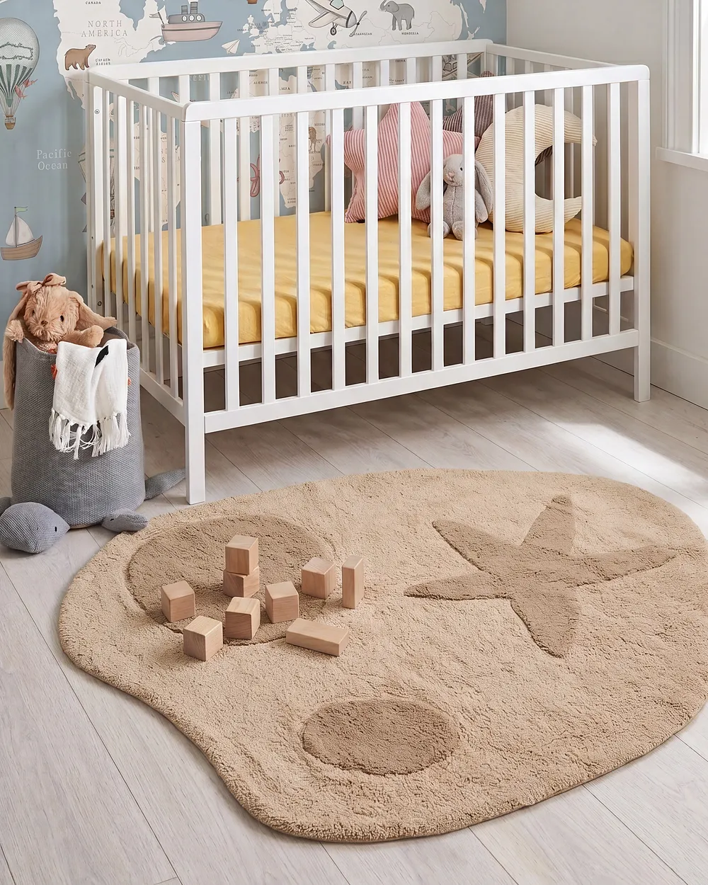 Kinderteppich IRINGAL  Hellbeige ø 120 cm Baumwolle