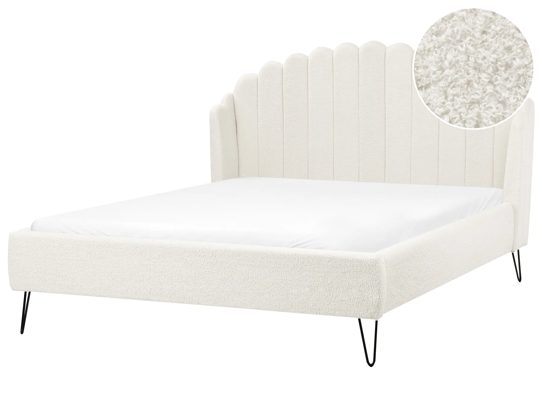 Bett mit Lattenrost Bouclé AMBILLOU 140 x 200 cm Cremeweiß_967563