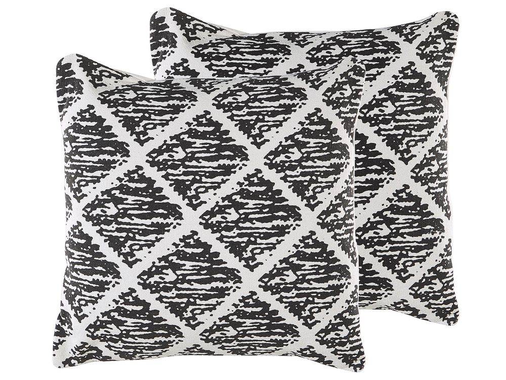 Set de 2 perne decorative HAZRO 45 x 45 cm Bumbac Negru Imprimeu geometric