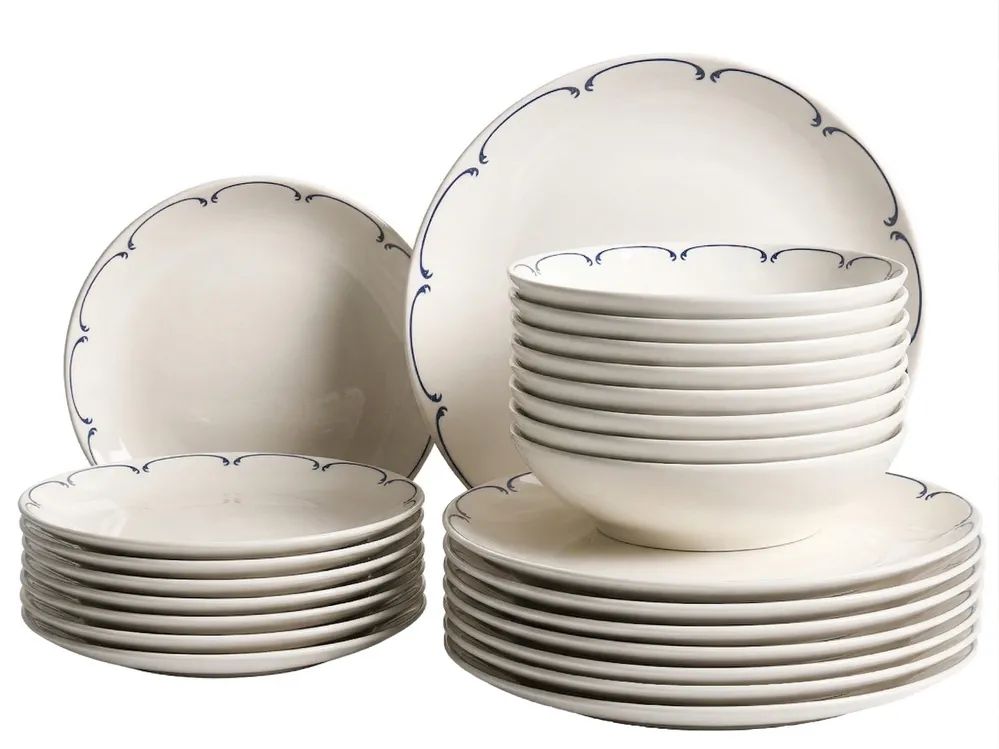 Zastawa stołowa 24-częściowa CHAROLI Porcelana Biały/ niebieski