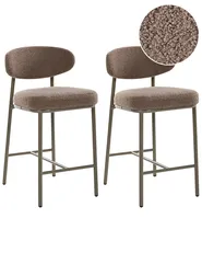 Set of 2 Bar Chairs UNITY Boucle Taupe_1042282
