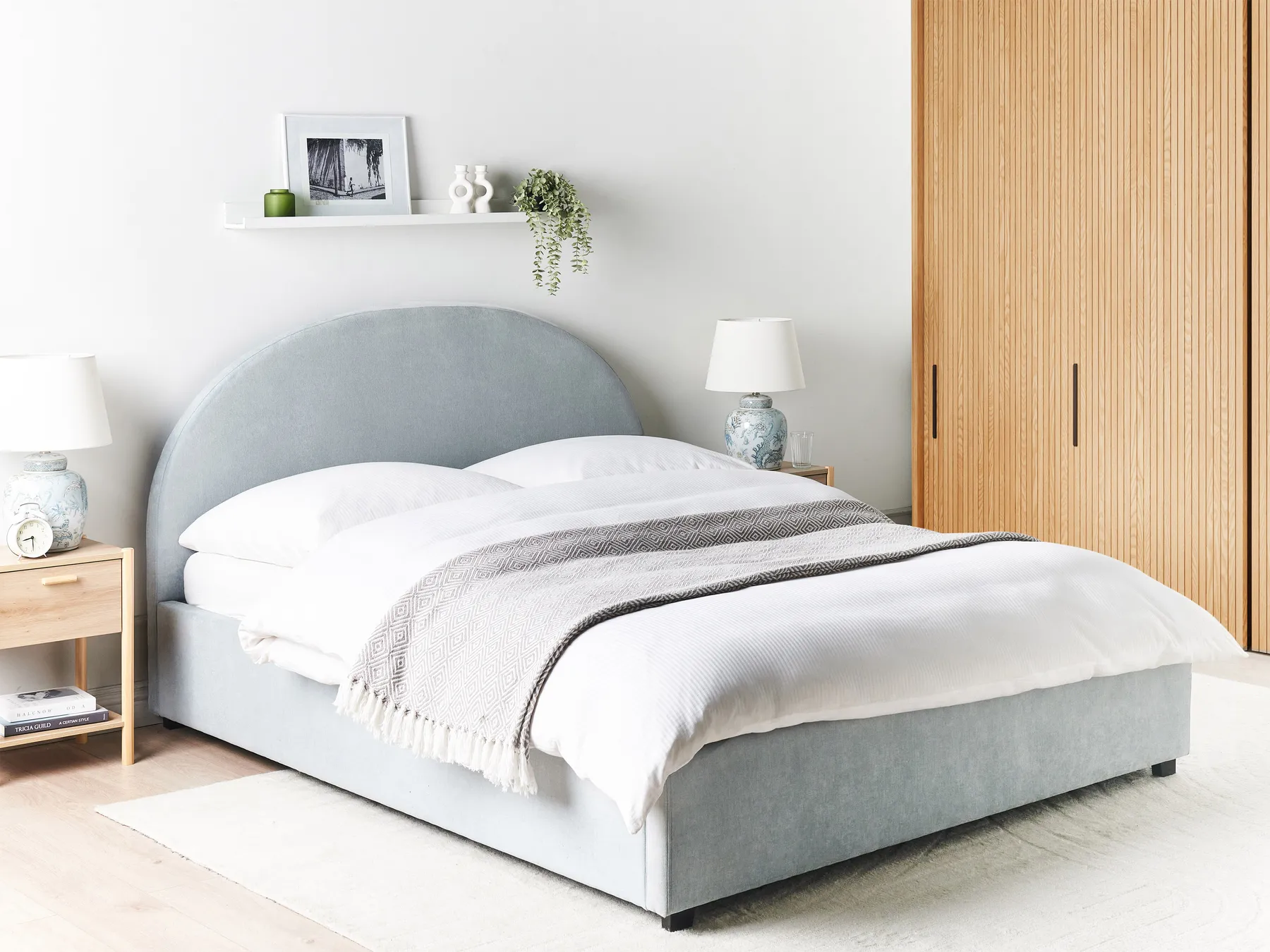 Ottoman Bed VAUCLUSE Chenille Light Blue 160 x 200 cm (EU King Size)_968770