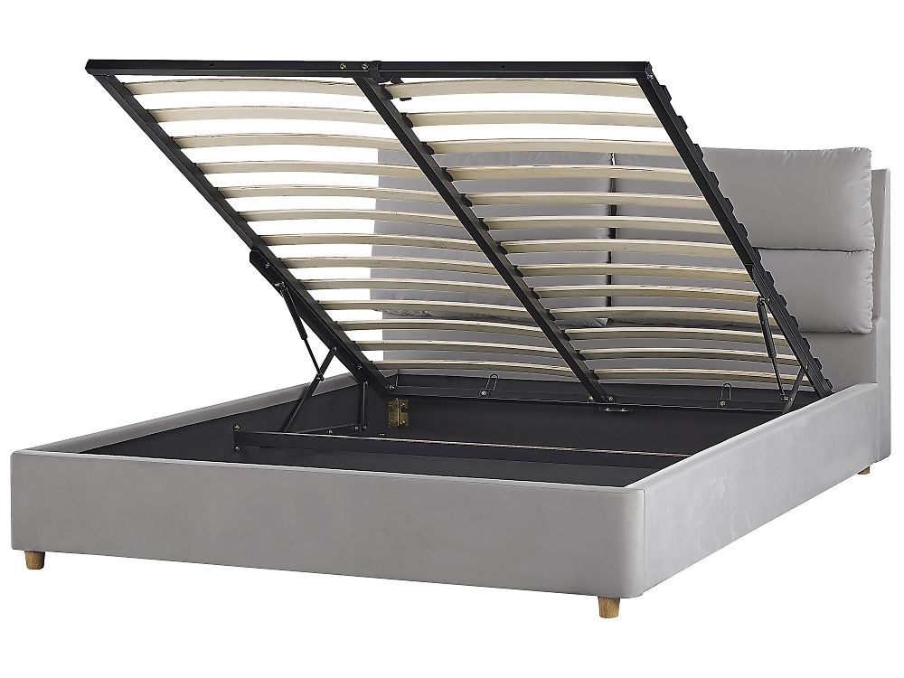 Ottoman Bed BATILLY Velvet Light Grey 160 x 200 cm (EU King Size)