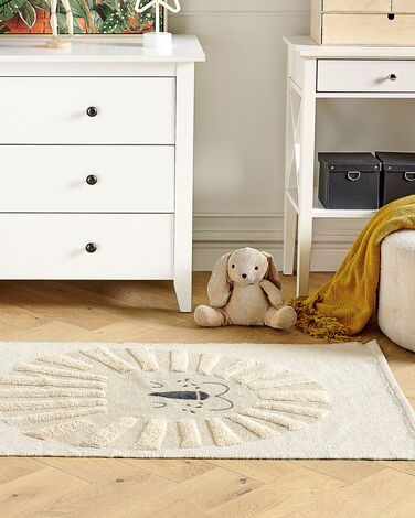 Cotton Kids Rug Lion Print 80 x 150 cm Beige BALARI