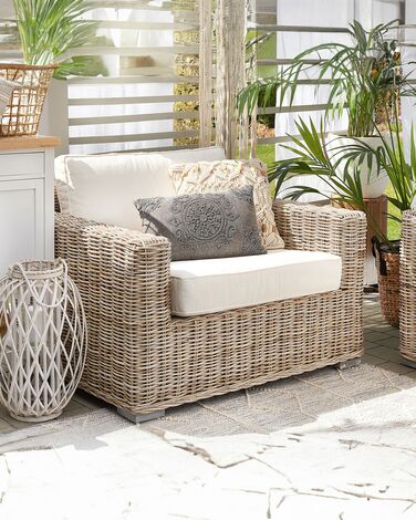 Rattan Garden Armchair Light Brown ARDEA