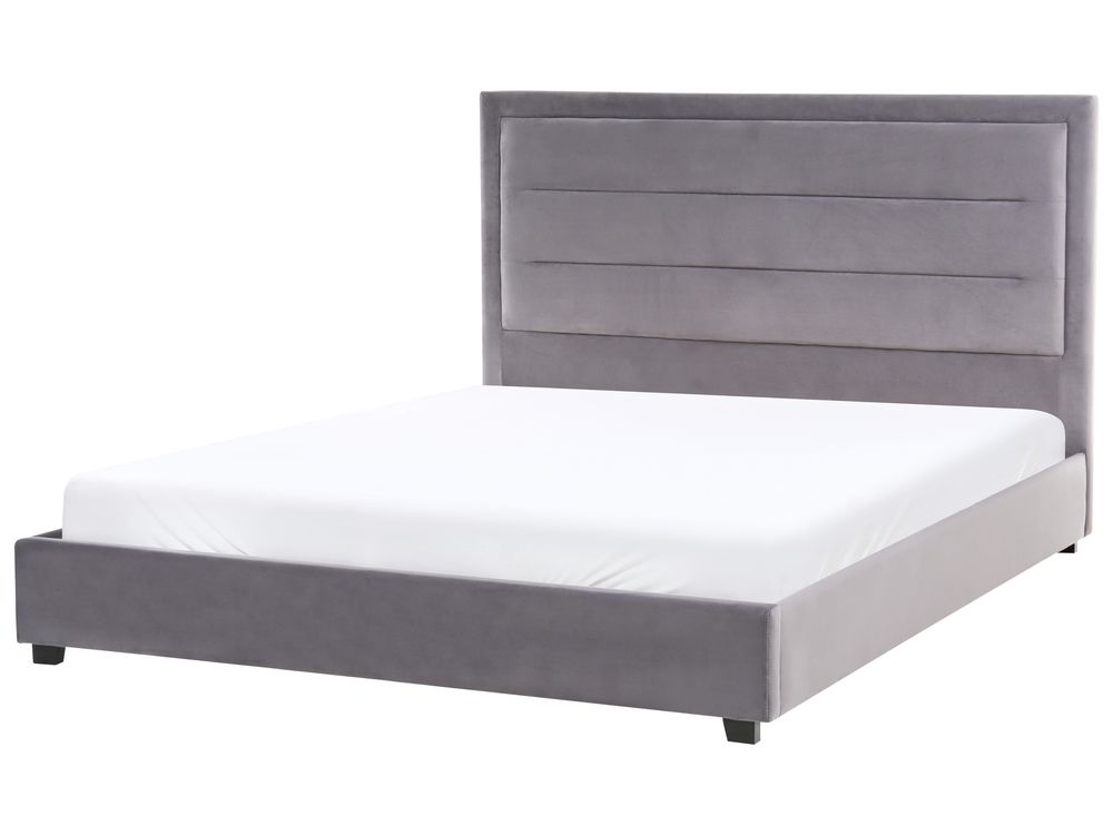 Letto Velluto ROUEN 160 x 200 cm Grigio scuro